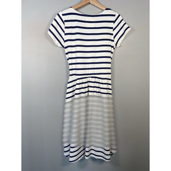 Hope & Henry Short Sleeve Tie Front Striped Dress White &‎ Navy Size S Nautical - Picture 9 of 14